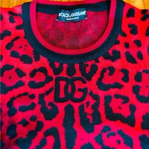 Dolce & Gabbana Red and Black Crewneck Sweater